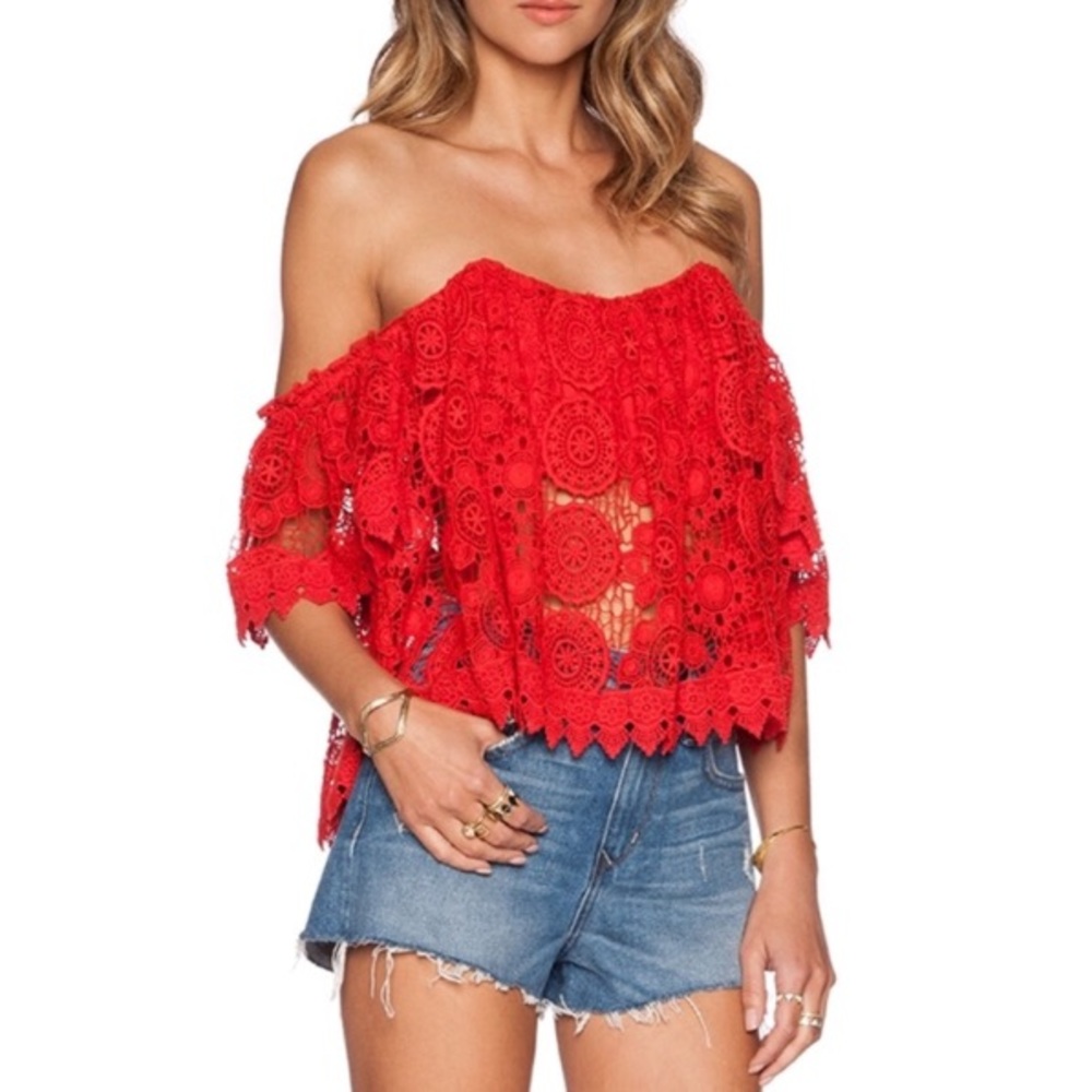 Red tularosa crop top